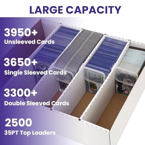 Large-Capacity Trading Card Storage Box Holds 3940 Cards + Sleeves & Dividers