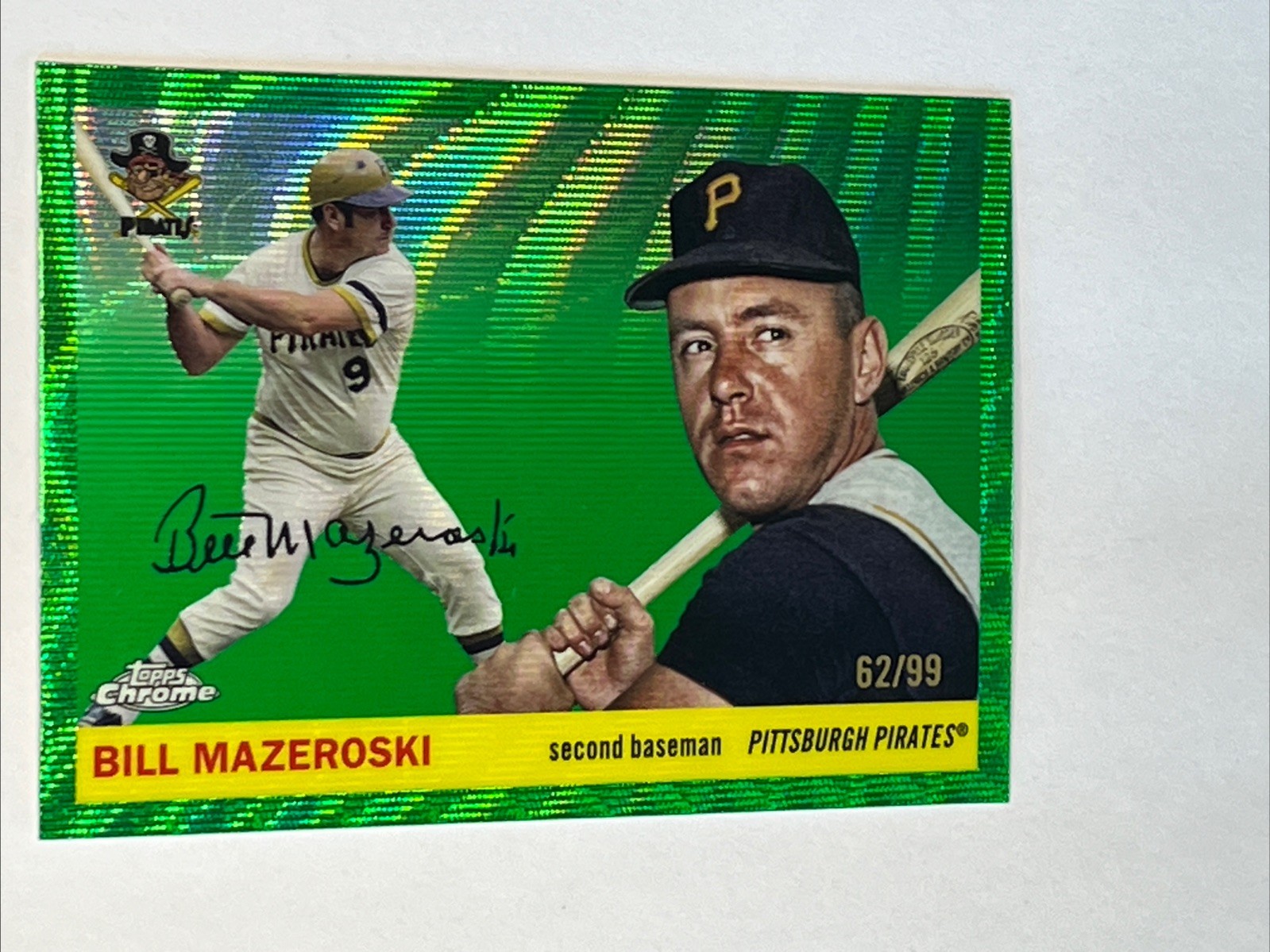 🔥Bill Mazeroski 2025 Topps Chrome Platinum /99 Green Wave Refractor