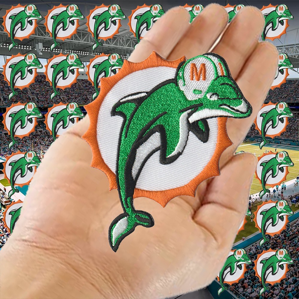Wholesale Miami Dolphins Nation Logo Size 3.5 in x 4.5 in Sew Iron on Patches