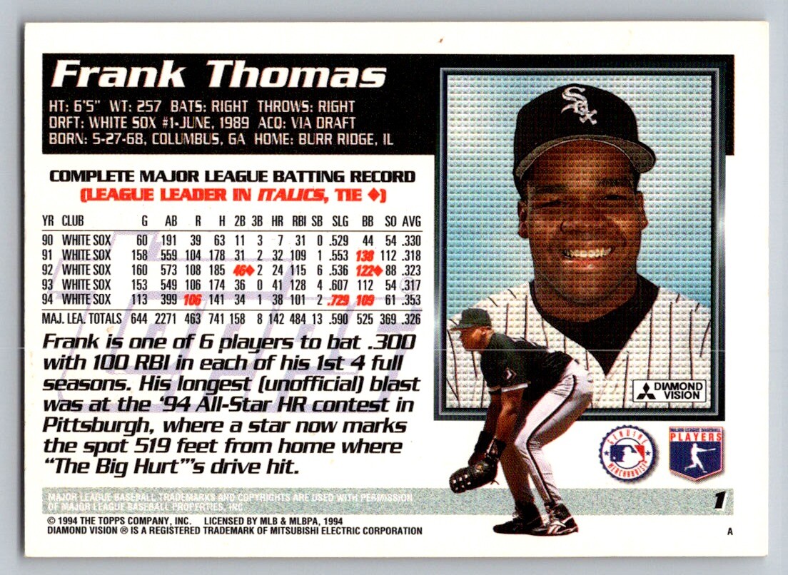 1995 Topps #1 Frank Thomas