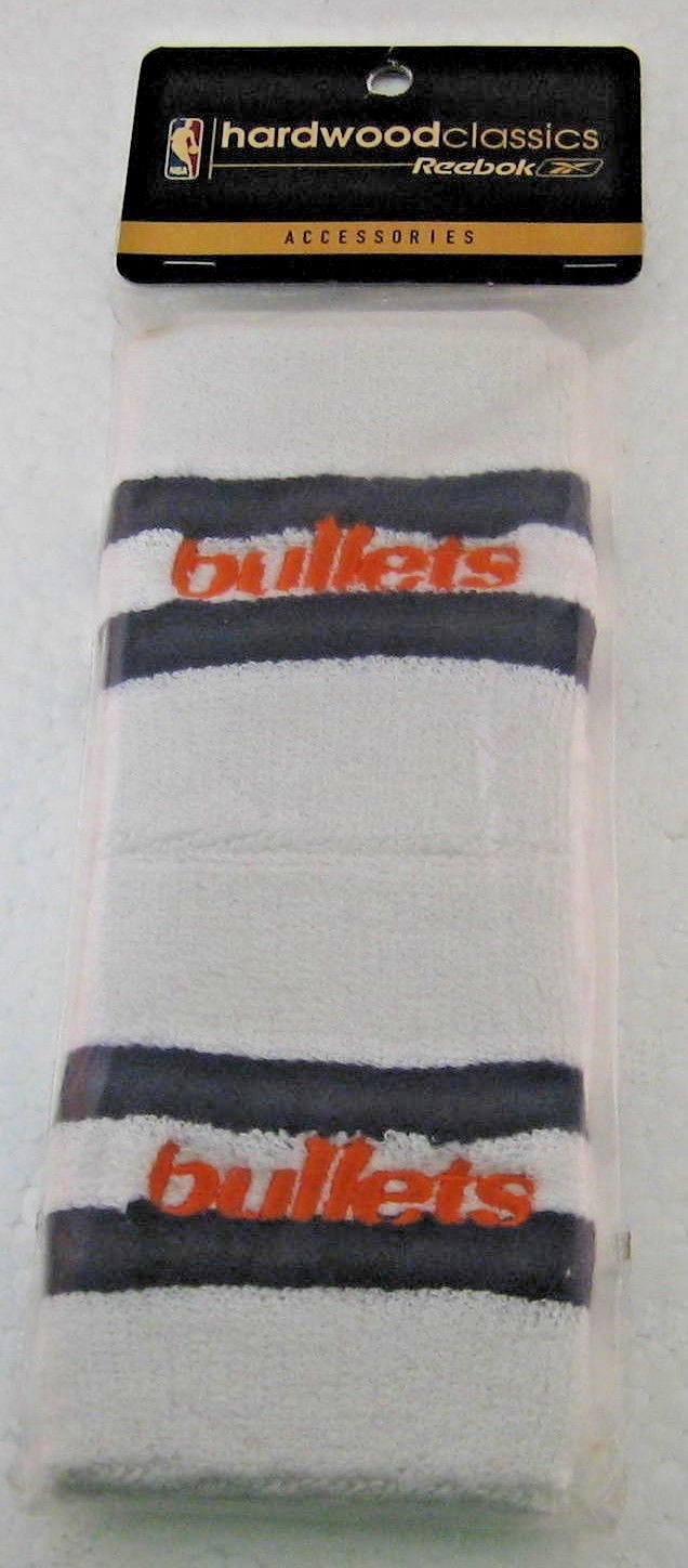 NBA Bullets White One Size Fits All Wristbands By Reebok
