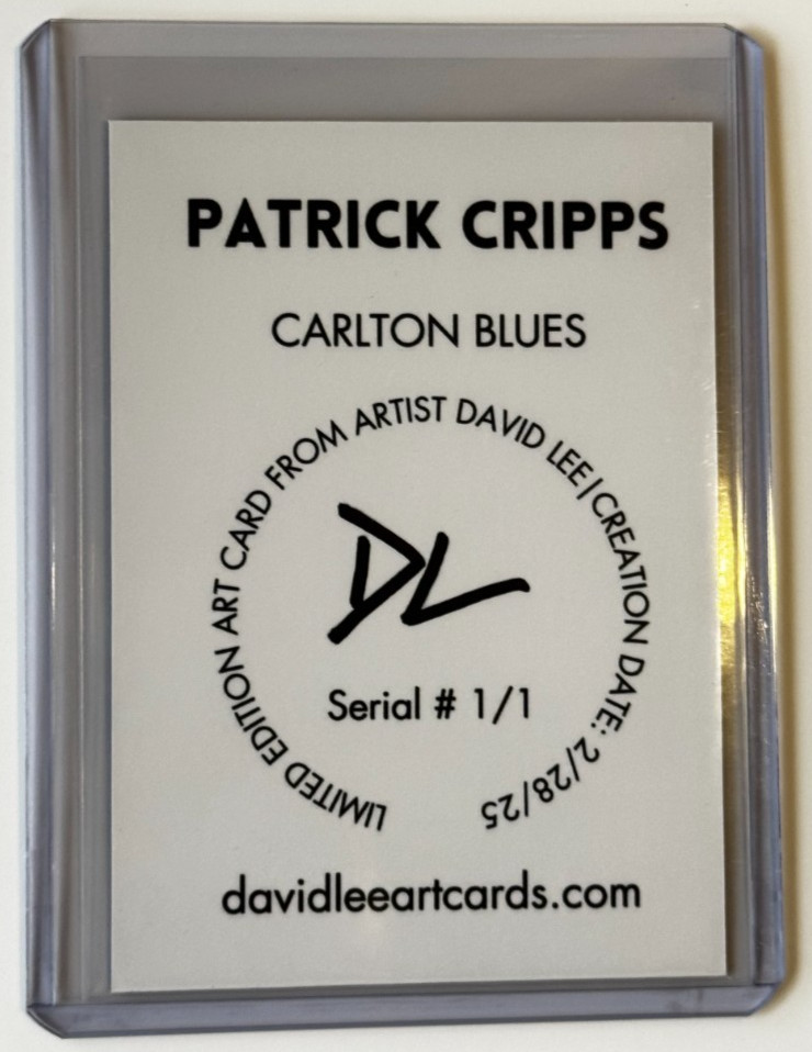 Patrick Cripps Gold Plated Artist Signed “Carlton Blues AFL” Trading Card 1/1