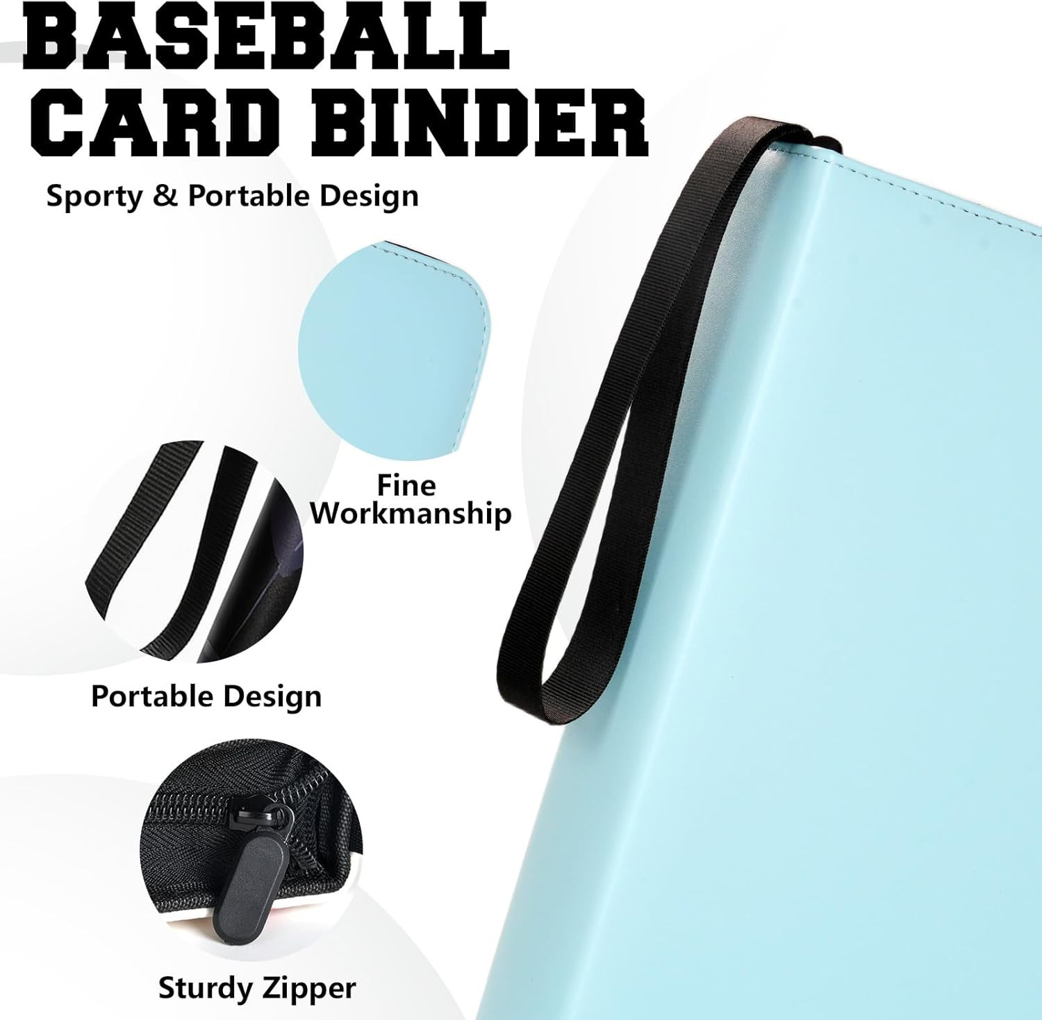 9 Pocket Trading Card Zip Binder – Holds 1080 Cards, 60 Pages Large-Capacity,Dou