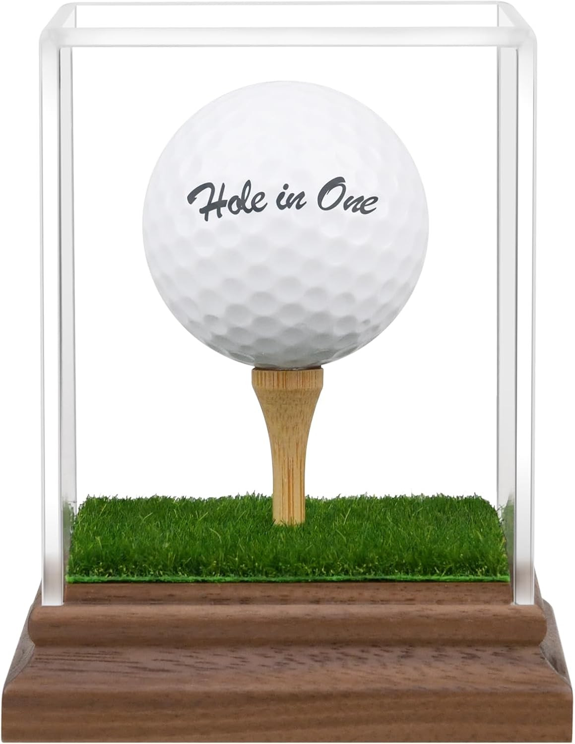 Golf Ball Display Case Hole in One Golf Ball Display Case Holder Wanult Wood Bas