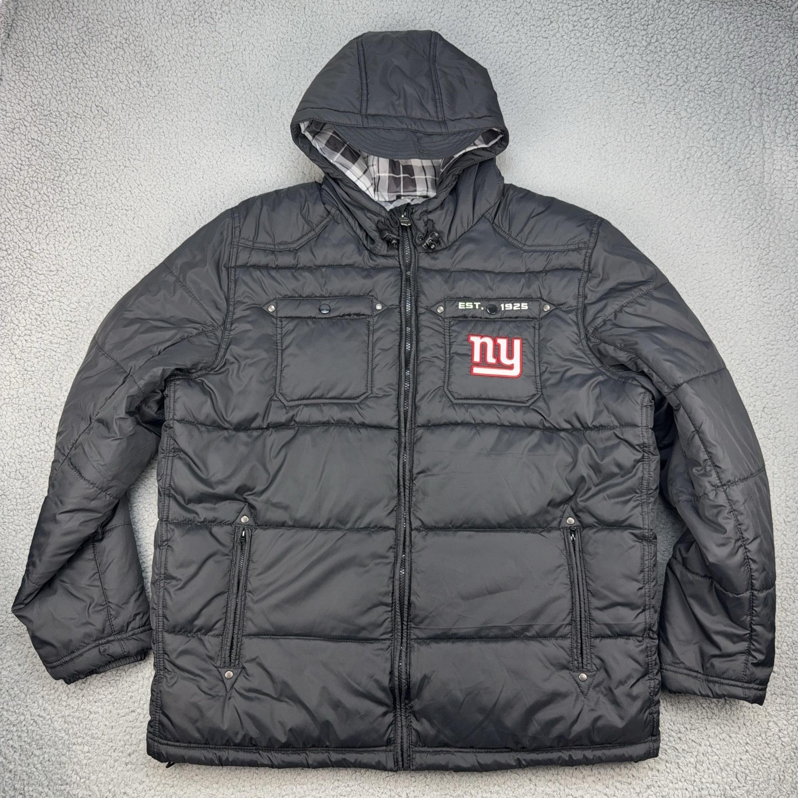 New York Giants Jacket Mens XL Black NFL Football NFL Pro Line Hooded Puffer
