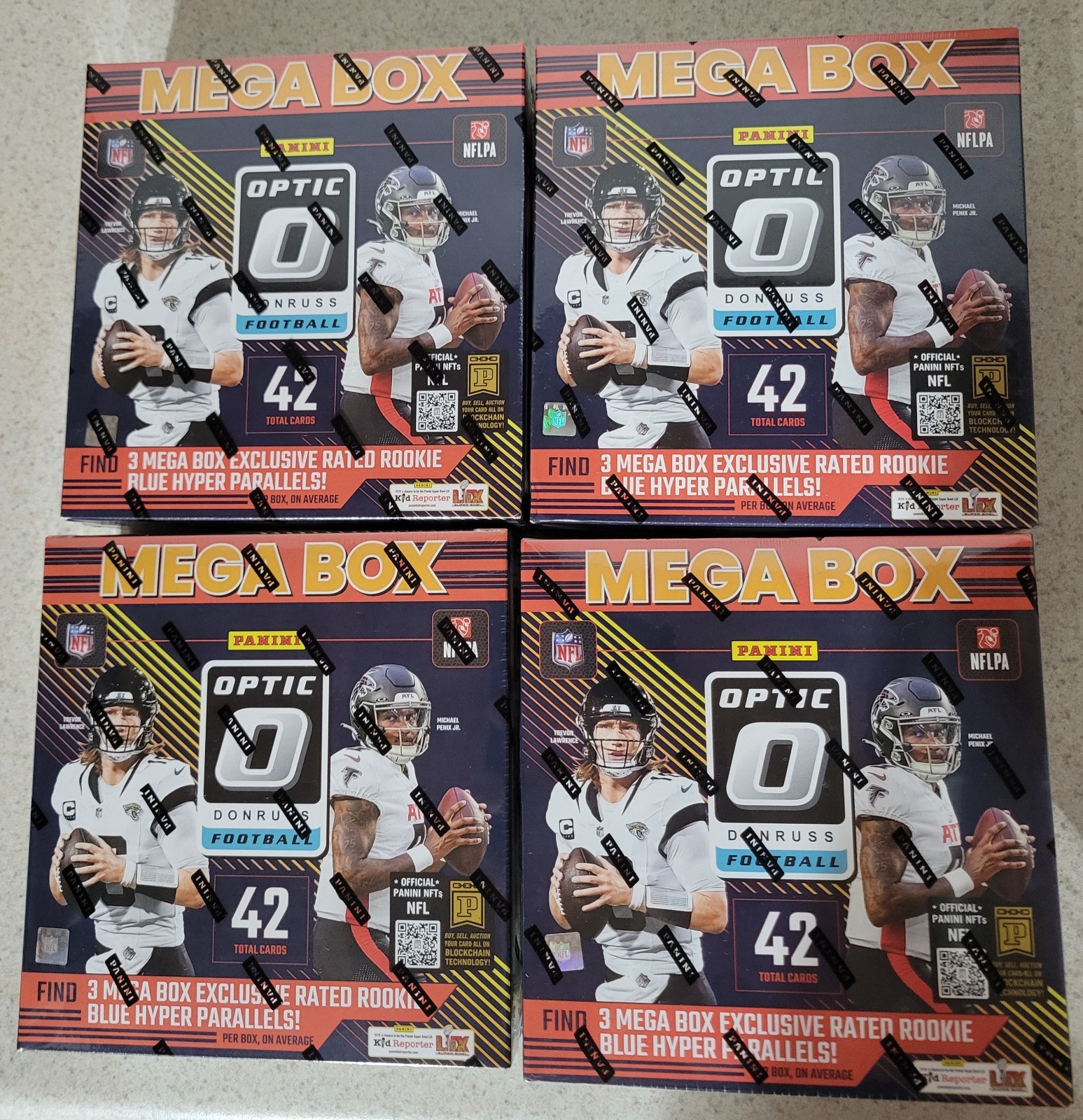 (4) 2024 Panini Donruss Optic NFL Football Factory Sealed Mega Box Lot Of 4!
