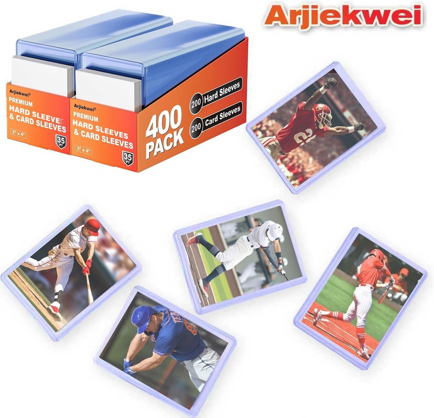 400 Card Sleeves Hard Plastic, 3″X4″ Baseball Cards Protectors Plastic, Card…