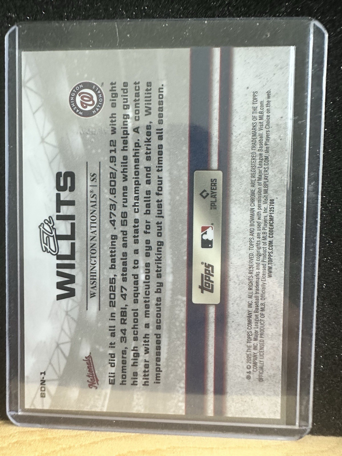 2025 Bowman Draft – Bowman Draft Night Eli Willits #BDN-1 Green Refractor /99