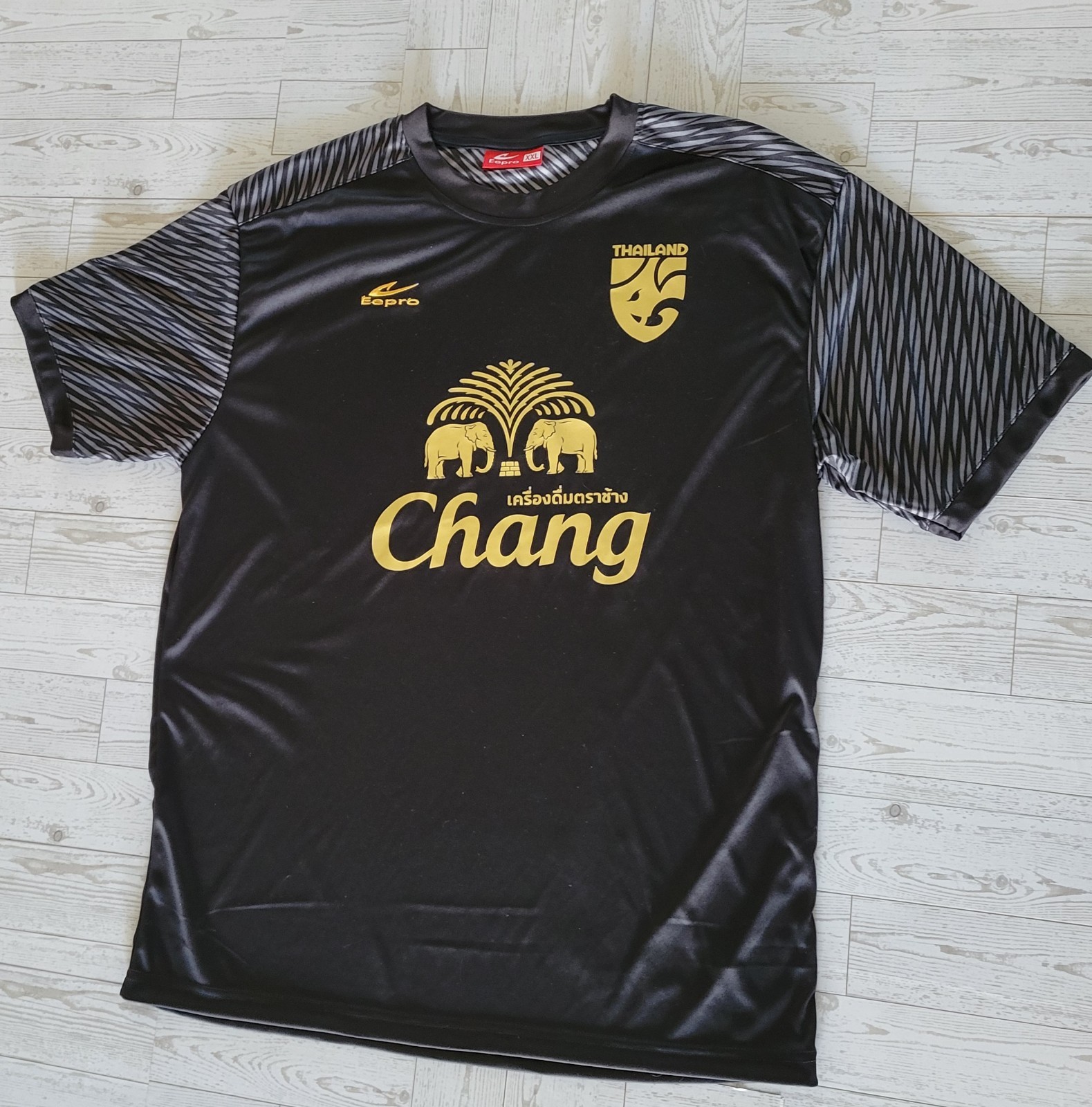 EEPRO Thailand National Soccer Team Shirt Sz XXL Black Zebra Stripe Athletic Fit