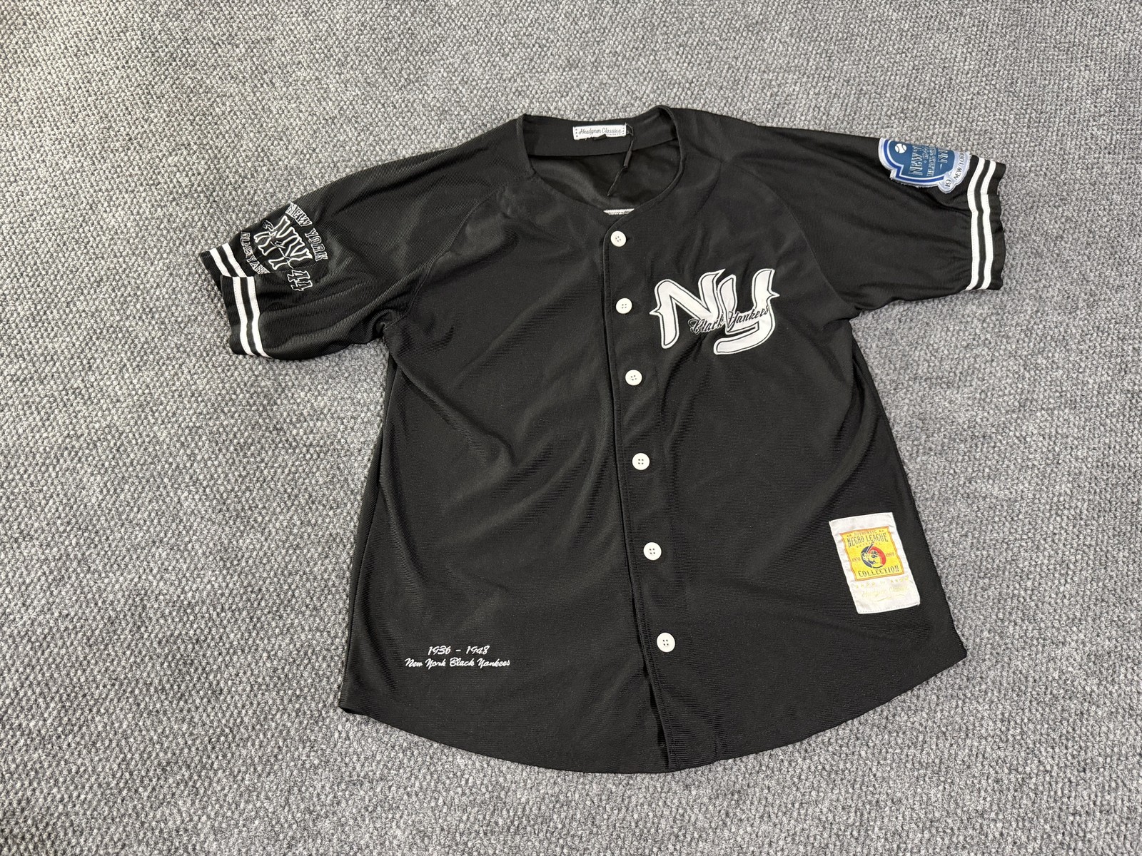 New York Black Yankees Jersey Mens Medium Black Negro Leagues Baseball Headgear