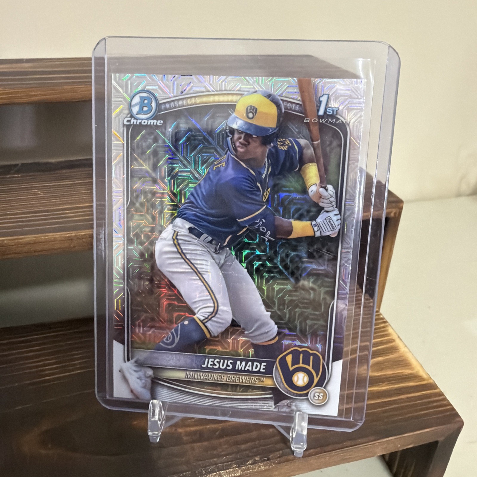 2025 Jesus Made 1st Bowman Chrome Mojo Refractor Milwaukee Brewers BCP-50