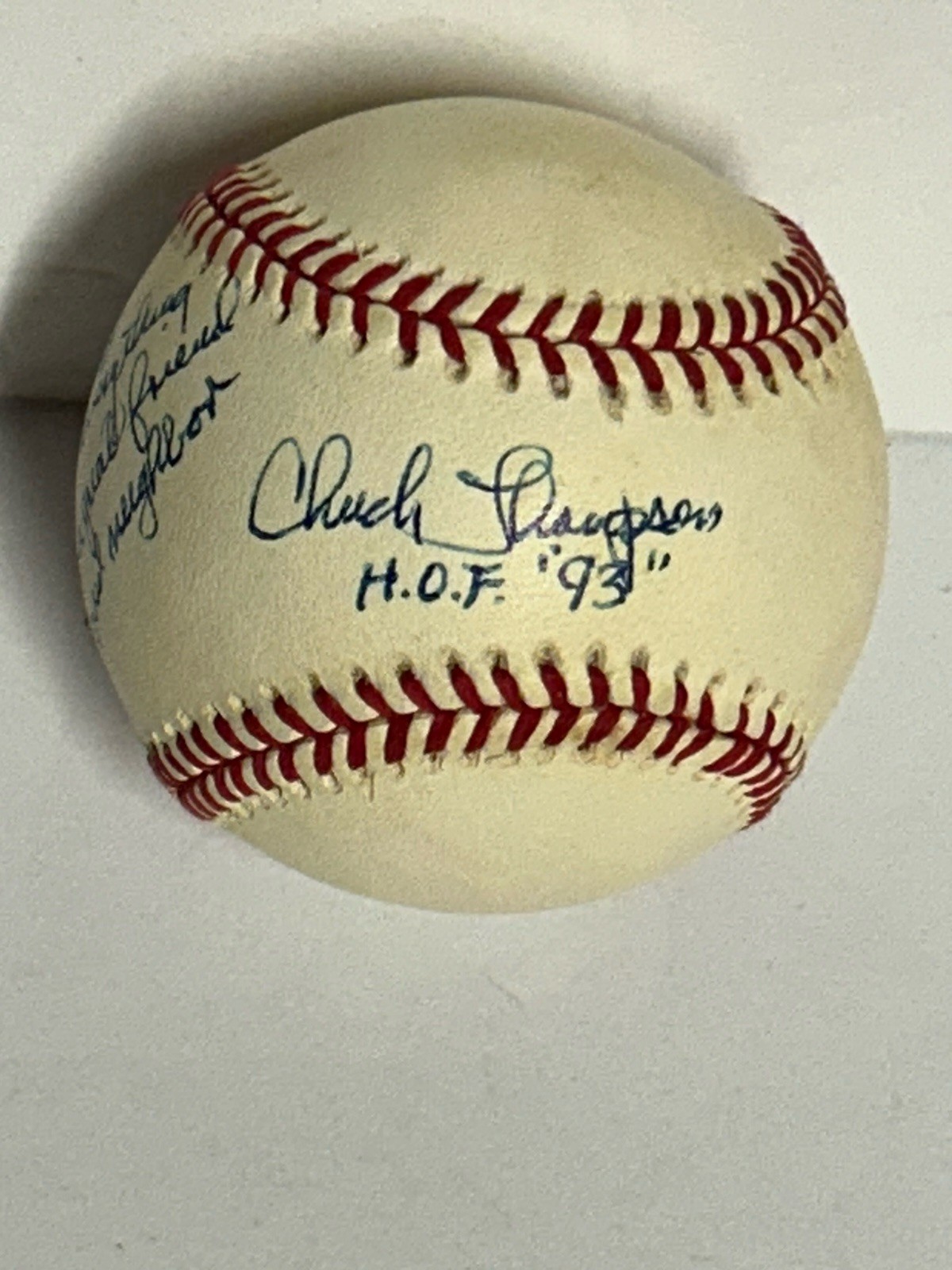 Chuck Thompson Signed Baseball Baltimore Orioles HOF Broadcaster MLB OAL HOF ‘93