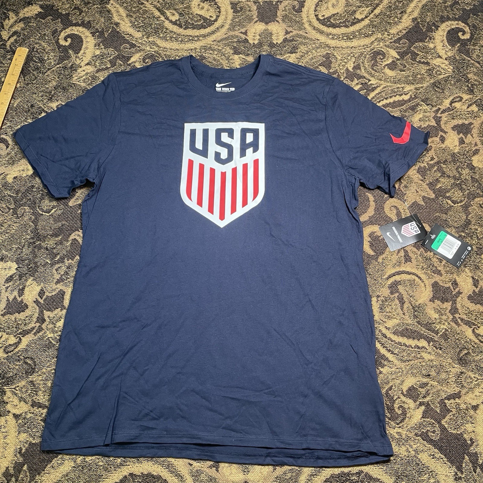 Team USA Soccer Logo Nike Men’s Shirt Navy Blue Size XL Graphic Tee New