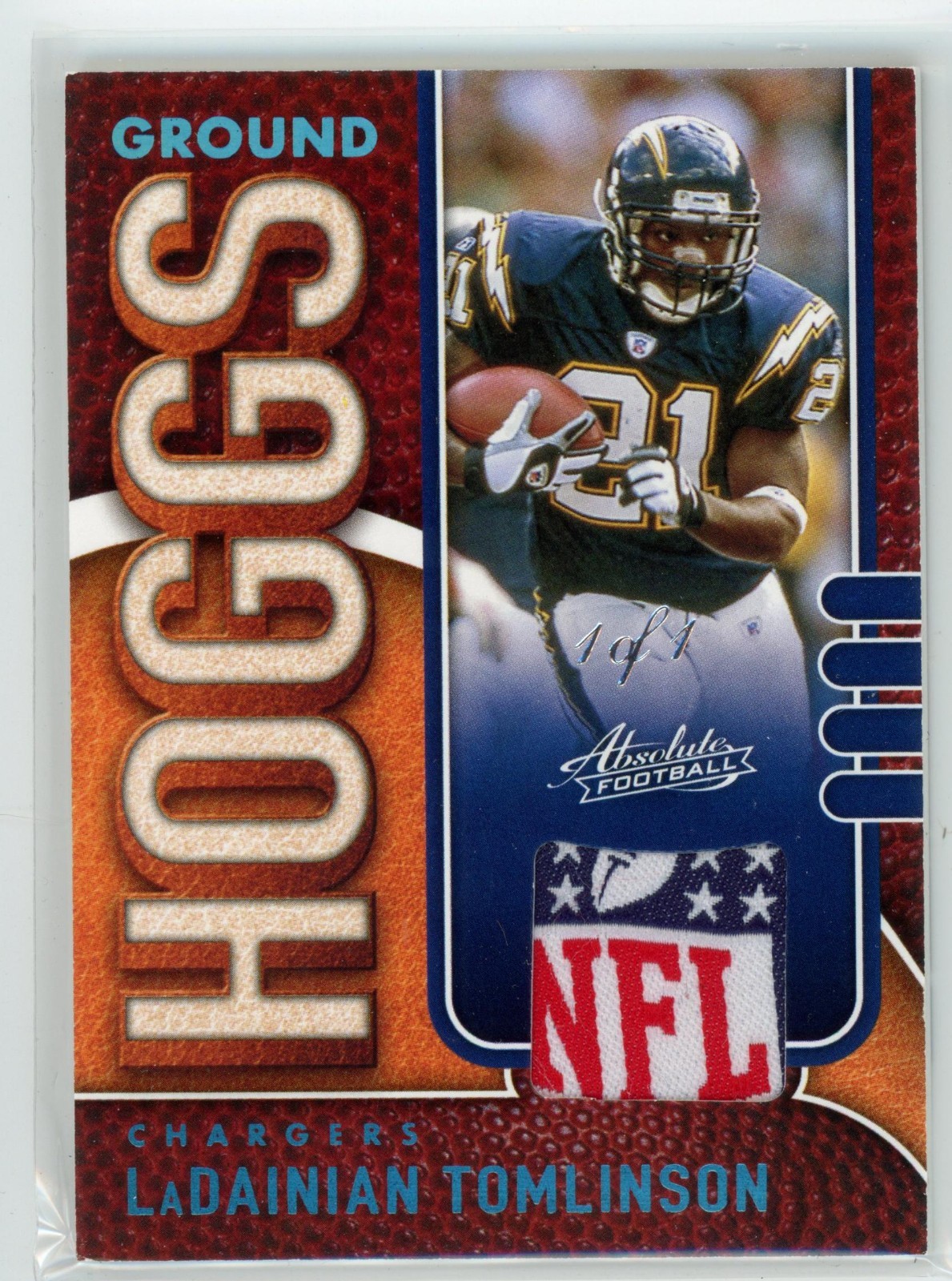 LaDainian Tomlinson 2021 Absolute Ground Hoggs 1/1 NFL Shield Logo GU Patch GH20