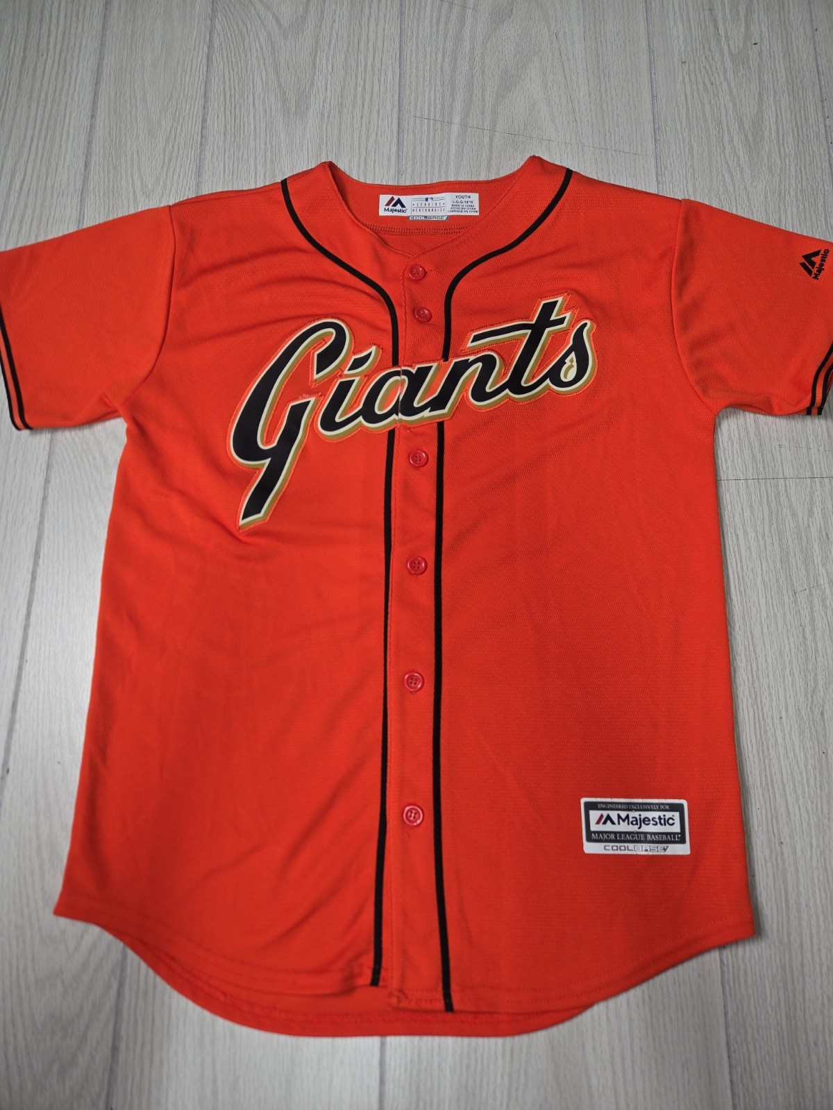 San Francisco Giants MLB YOUTH Large Majestic Cool Base Jersey Solid Orange Used