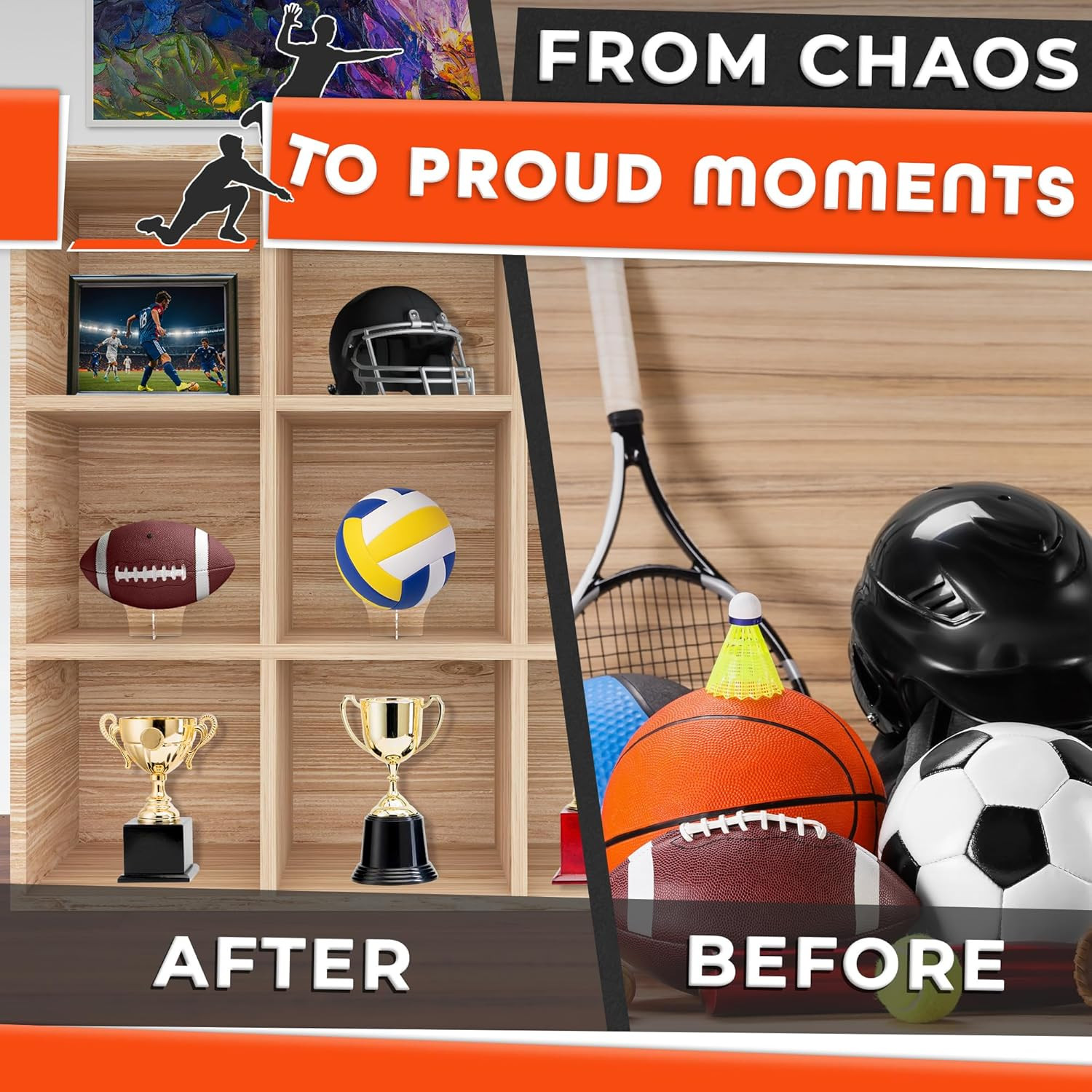 Basketball Stand Display & Holder – Non-Slip Mount Soccer Ball Stand Display wit