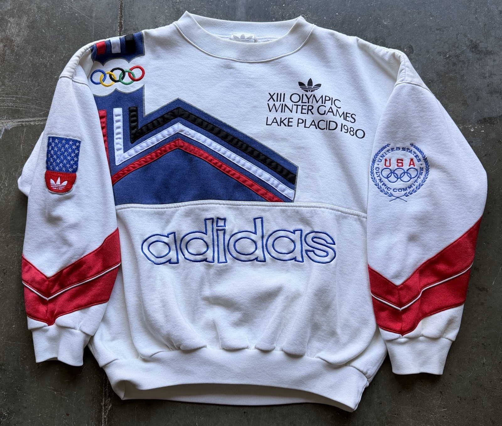 Vintage Adidas 1980 Lake Placid USA XIII Olympic Winter Game Sweatshirt XL