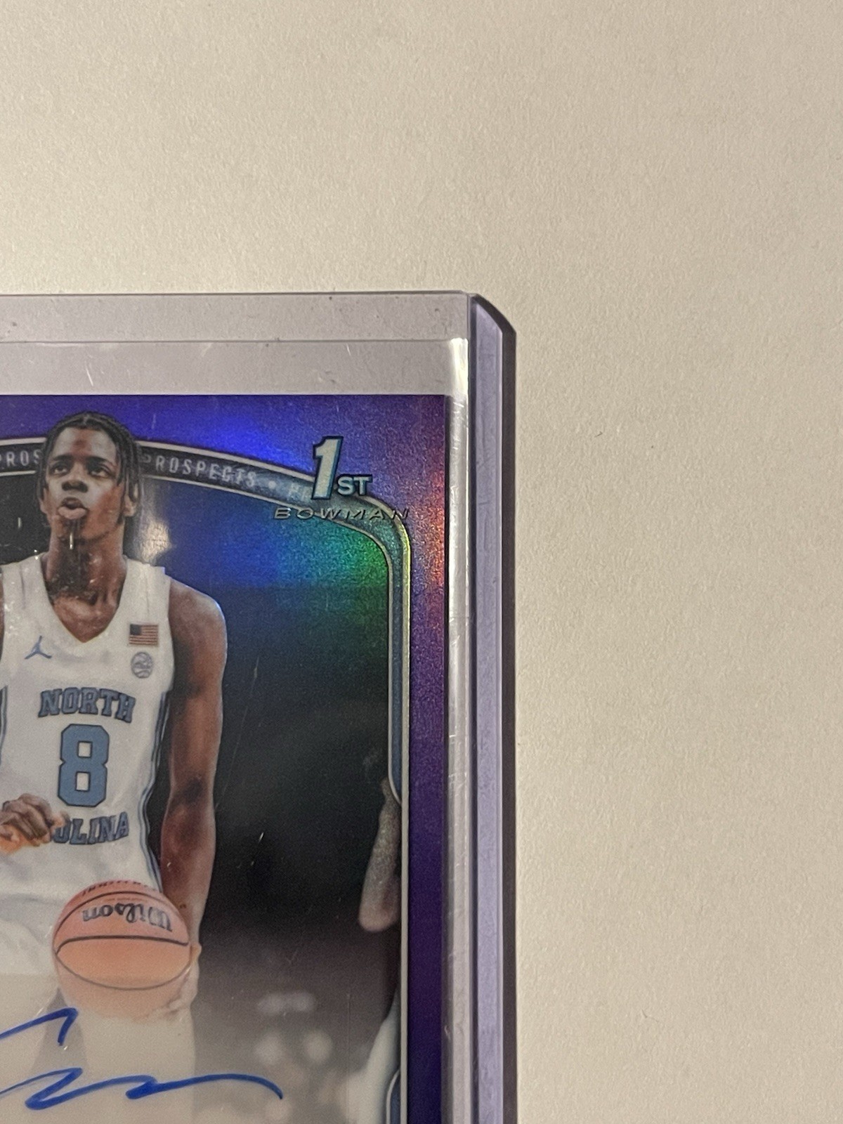 2025-26 Topps Bowman Chrome Caleb Wilson Purple Refractor Auto /250 UNC TarHeels