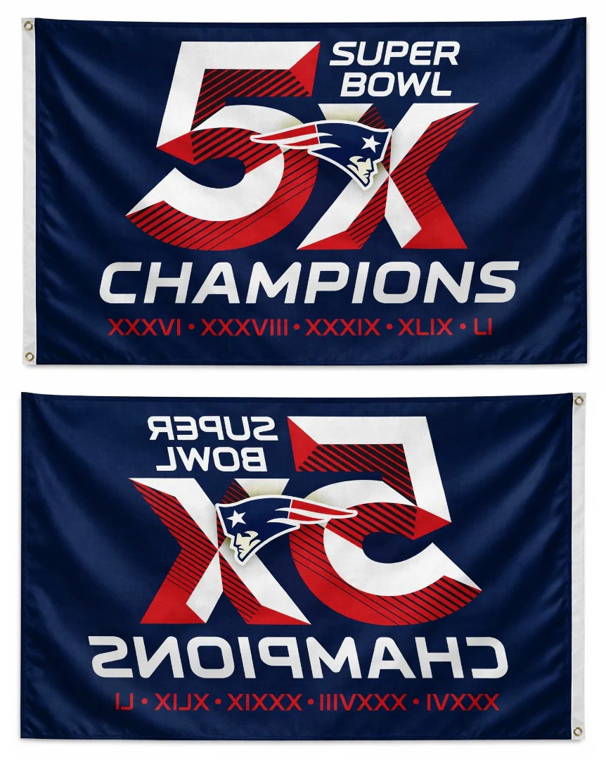 New England Patriots 5X Super Bowl Champions 3×5 Flag NWT Licensed Football