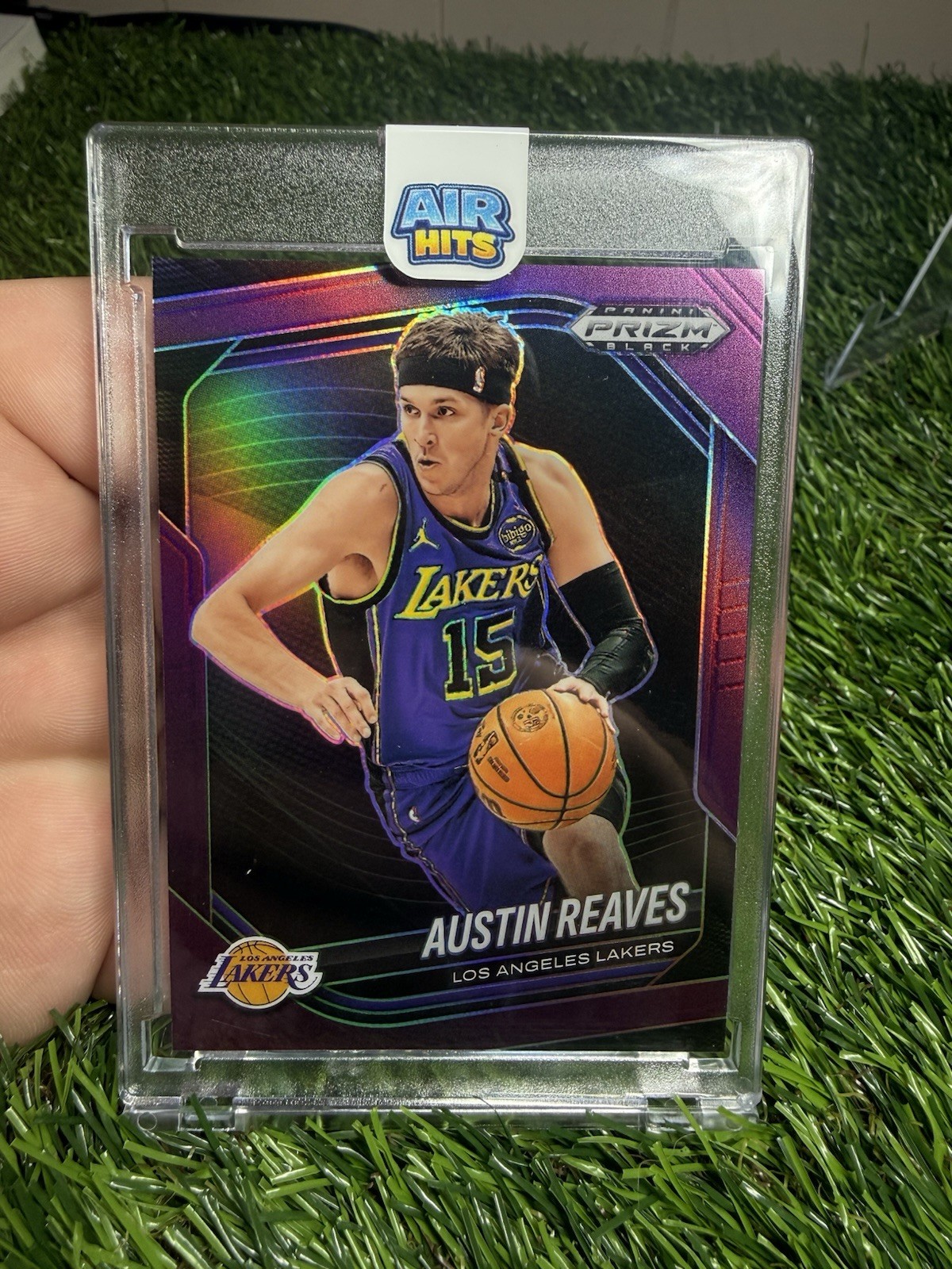 Panini 2024-25 Prizm Black Austin Reaves #21 Purple Prizm /99 Lakers