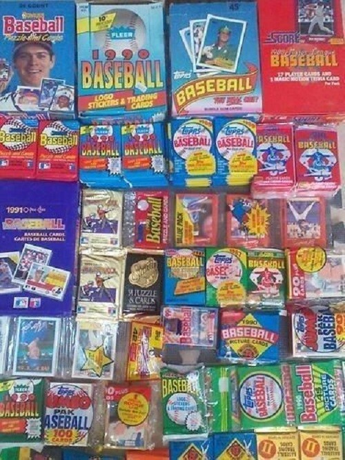 HUGE WHOLESALE LOT OF 1000 UNOPENED OLD VINTAGE BASEBALL CARDS IN WAX PACKS