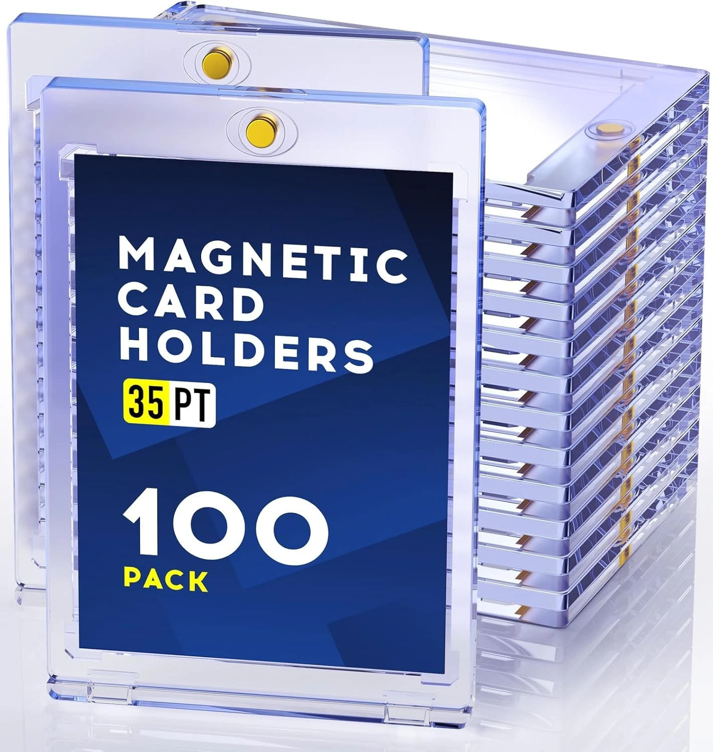 100 pack Magnetic Trading Sports Card Holders 35pt One-Touch UV Protection US