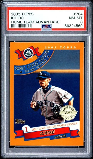 ICHIRO SUZUKI – PSA 8 – 2002 Topps #704 – HOME TEAM ADVANTAGE – Gold Glove