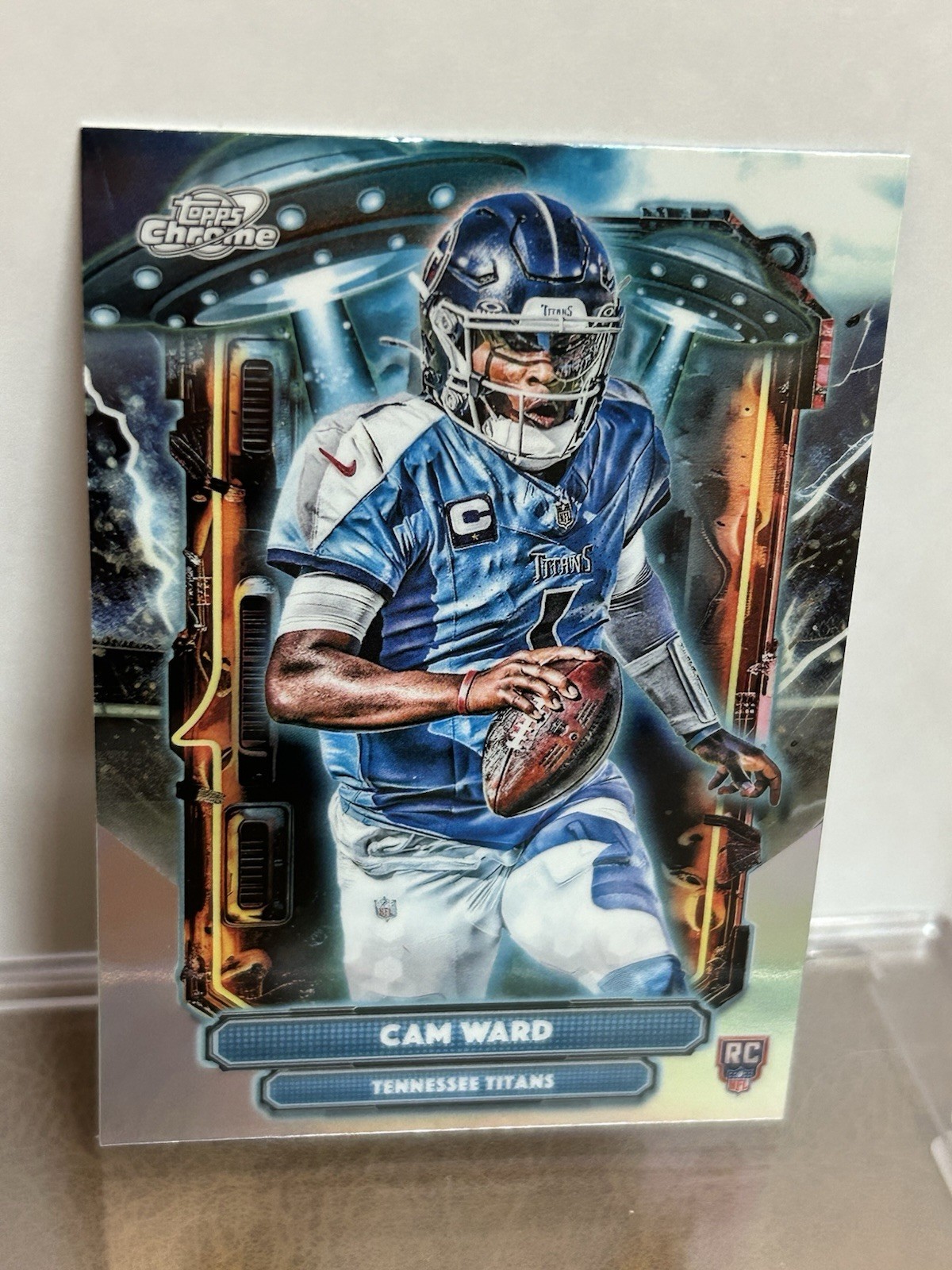 2025 Topps Chrome Cosmic Football Cam Ward ET-1 Extra Terrestrial Refractor