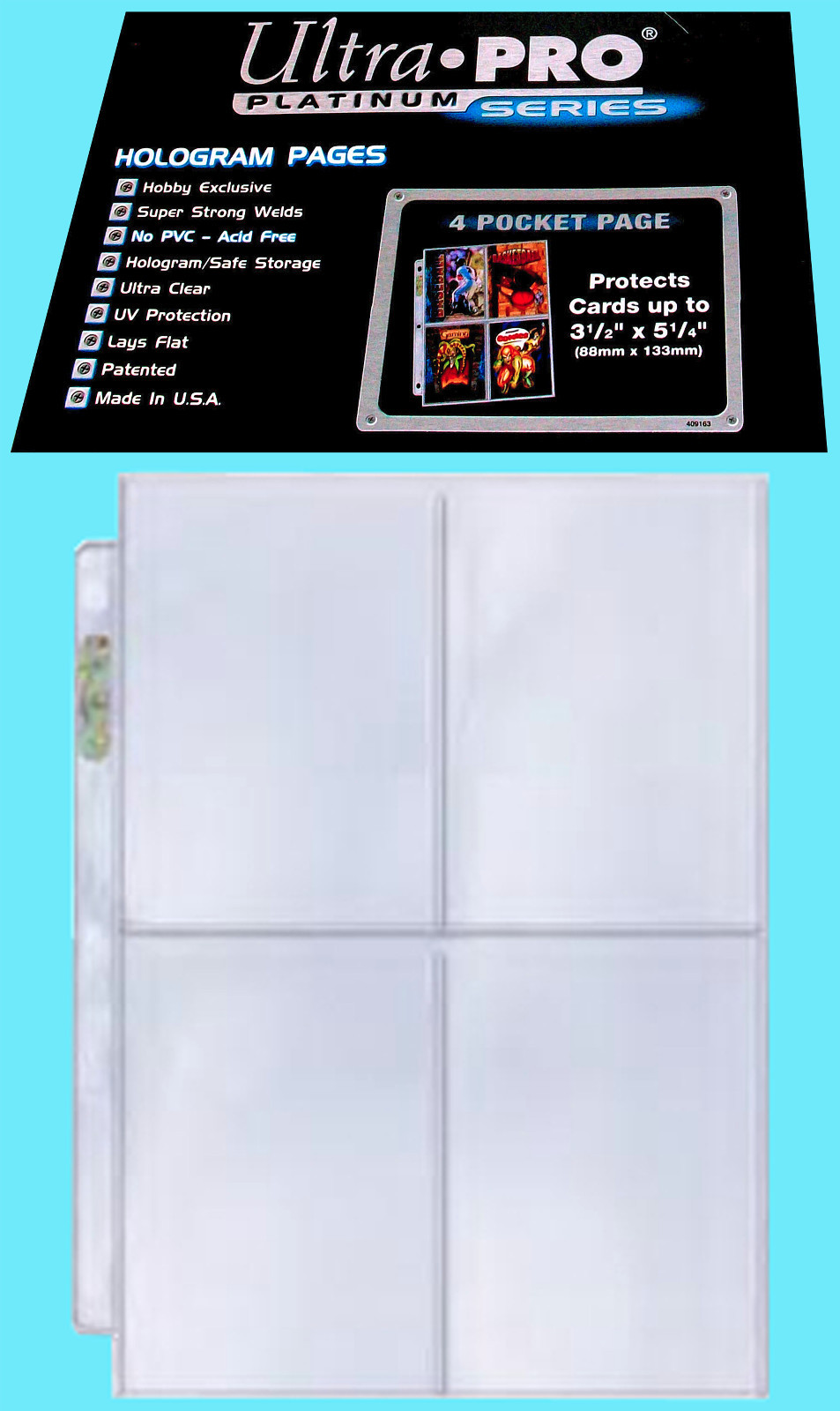 10 Ultra Pro 4-Pocket Platinum Card Pages Sheets Protectors Toploader 3.5×5.25