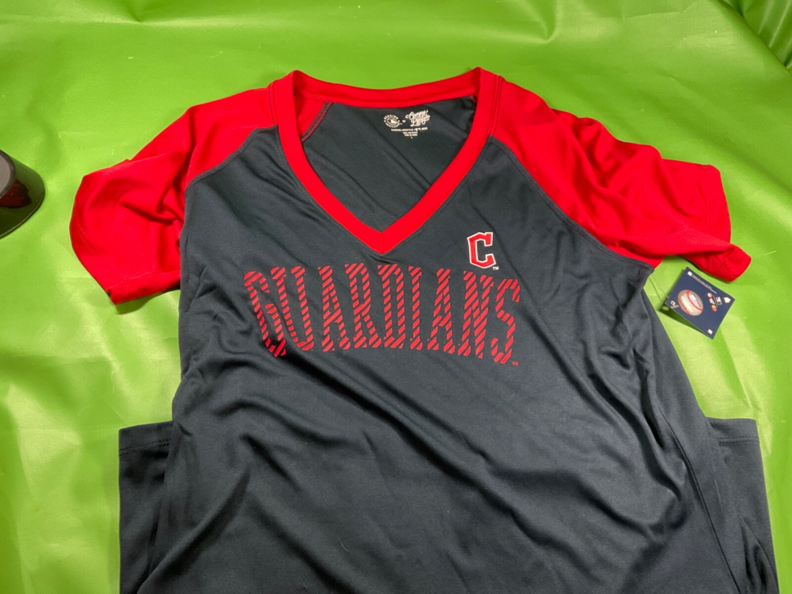 Cleveland Guardians V-Neck Women’s Red/Blue Tshirt Campus Lifestyle NEW RR