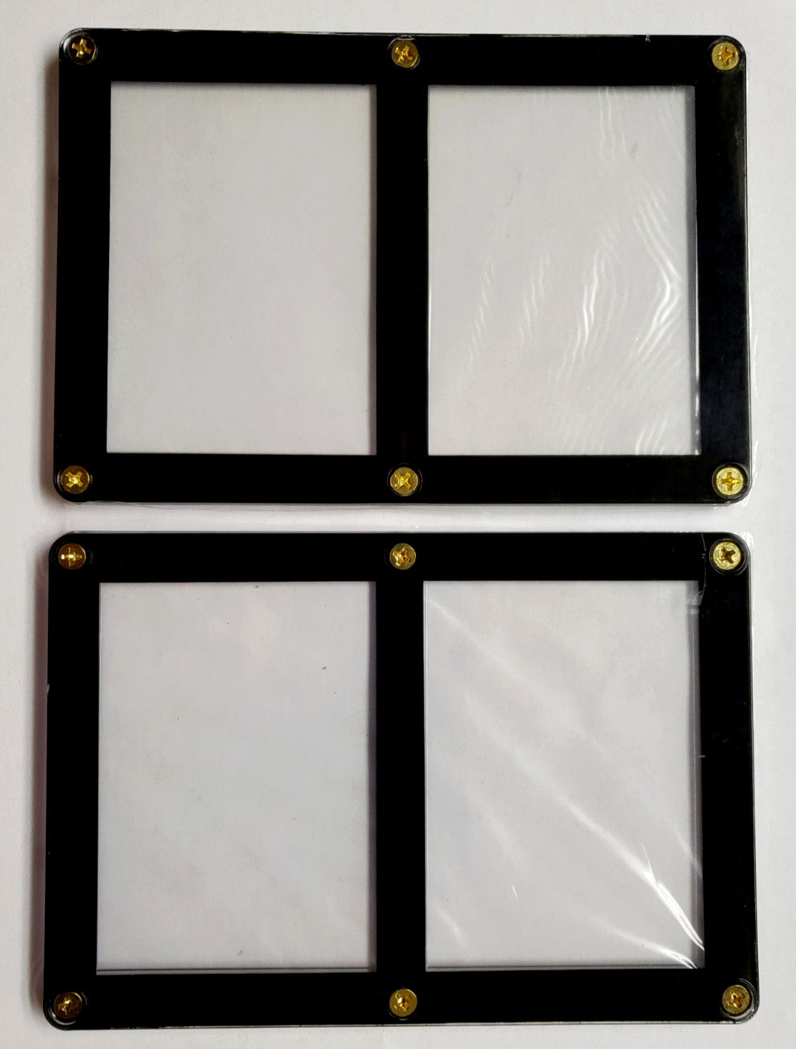 Protecto Double Card Holder SCREWDOWN Crystal Clear Recessed Card Area Lot Of 2