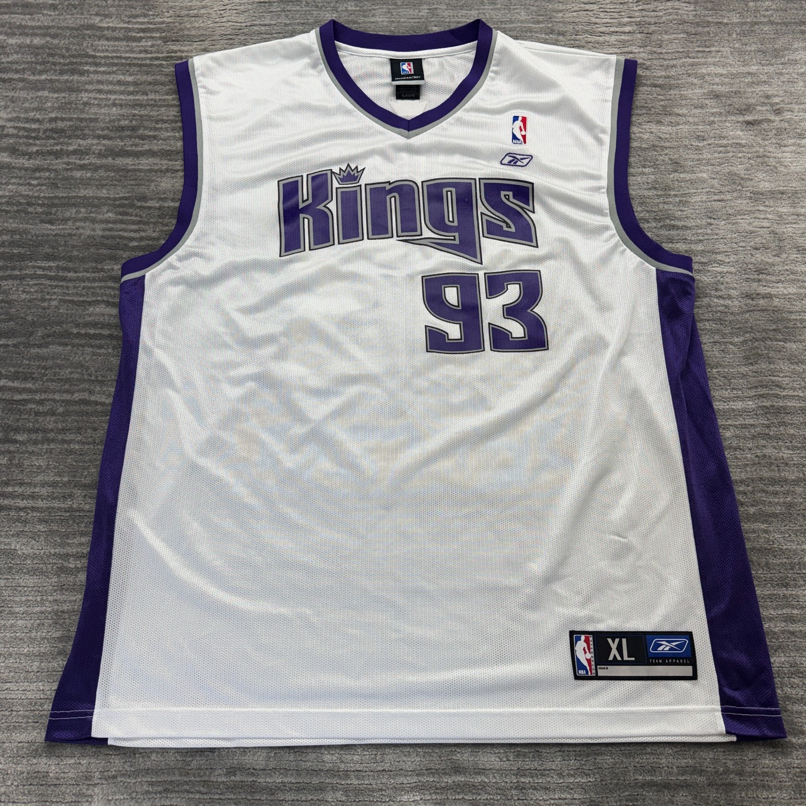 Sacramento Kings Jersey Size XL Reebok Ron Artest #93 Metta NBA Basketball White