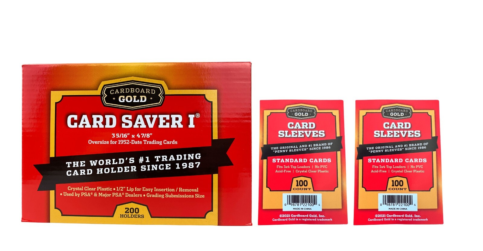 1 Box of 200 Card Saver 1 Semi Rigid Card Holders plus 2 Packs of Soft Sleeves