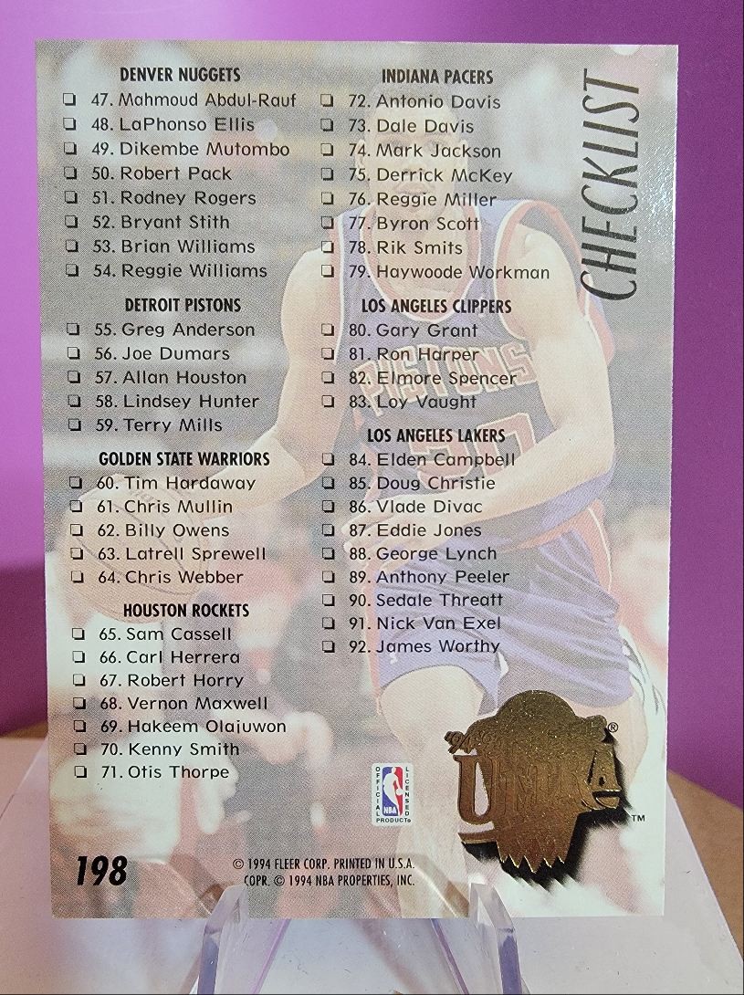 1994 Fleer Ultra #198 Checklist