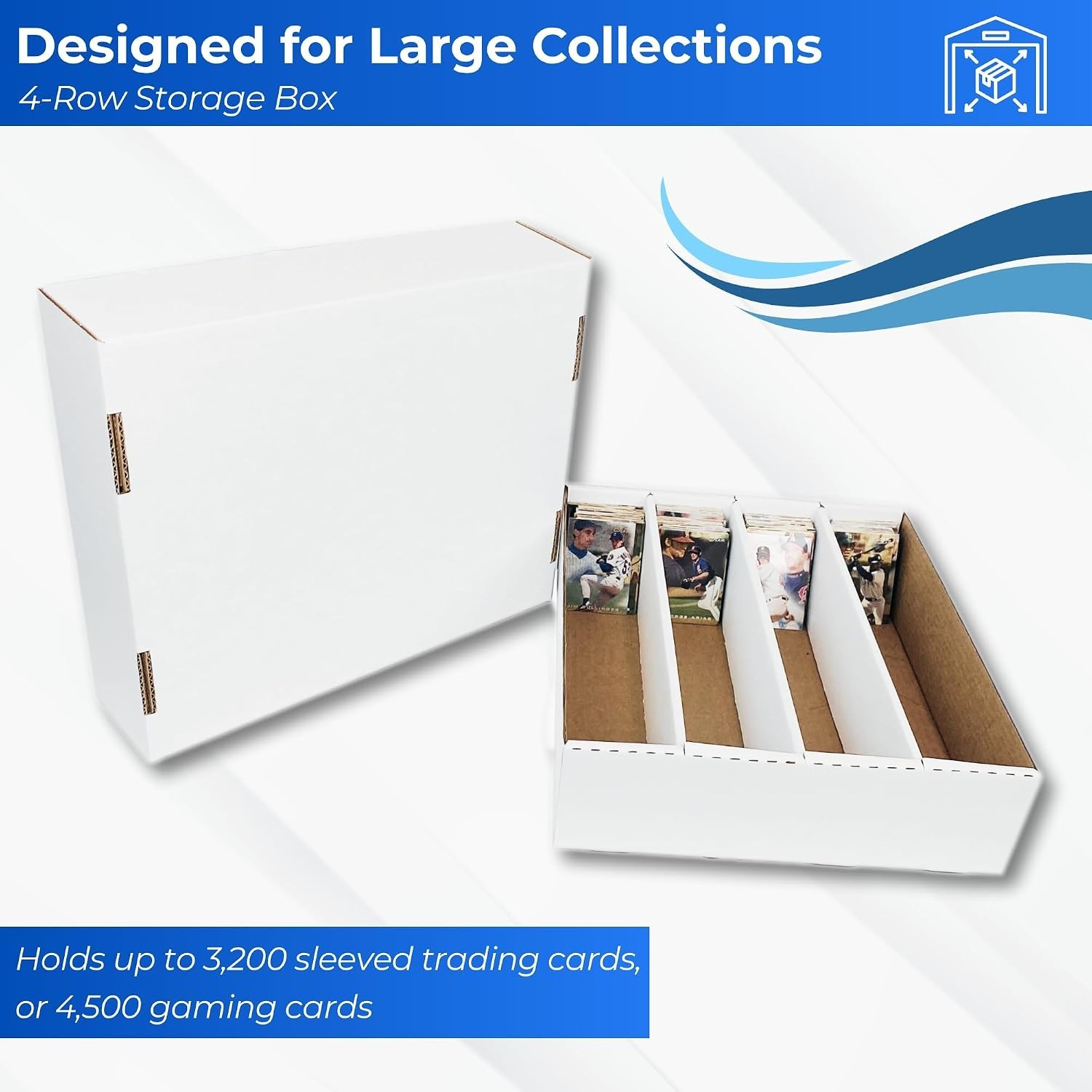 4 Row Trading Card Storage Box – 3200 ct Storage Box for Sports, Gaming, Base…
