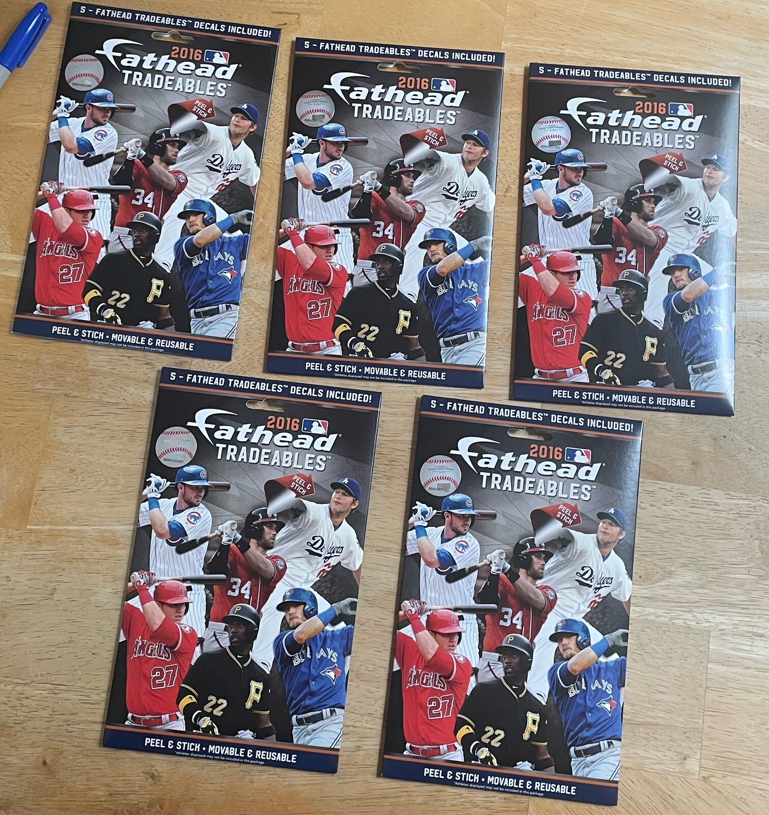 2016 Baseball fathead tradables 5 Pack Lot of 5×7