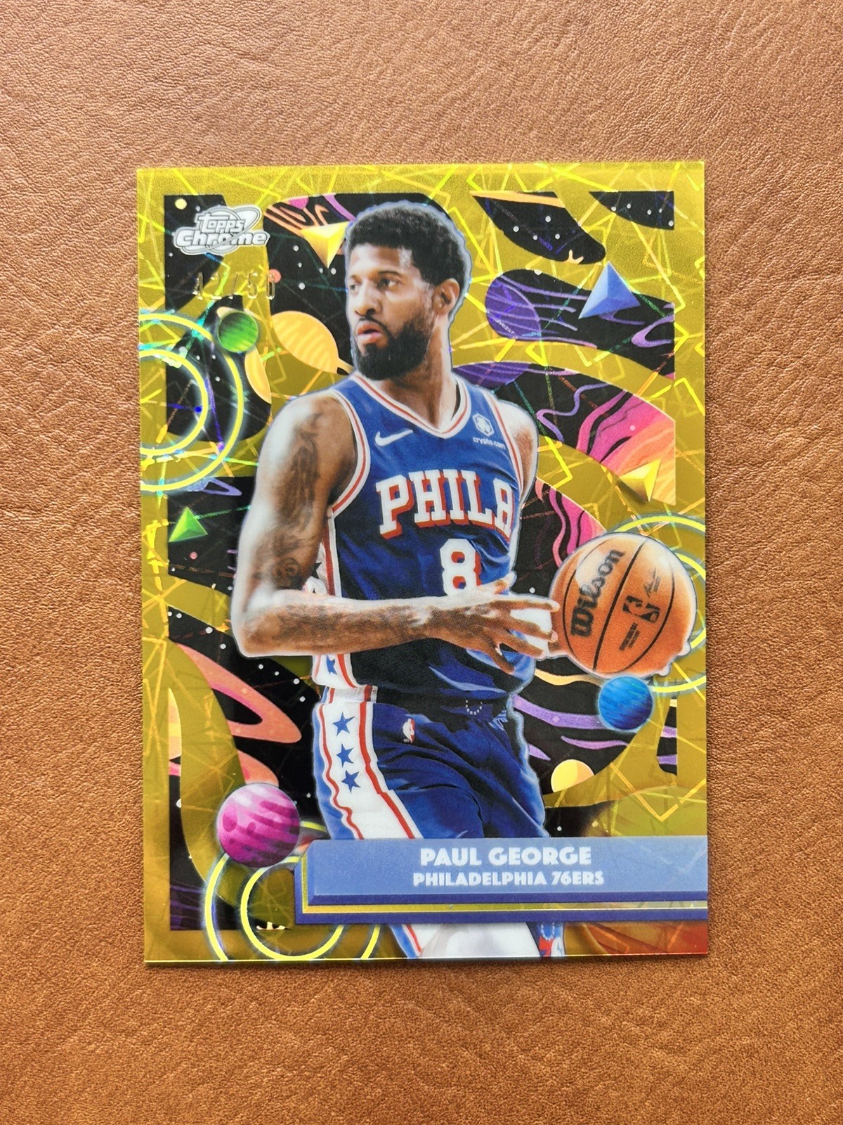 2026 Topps Chrome Cosmic Gold Lazer #109 Paul George /50 76ers🏀🔥💎