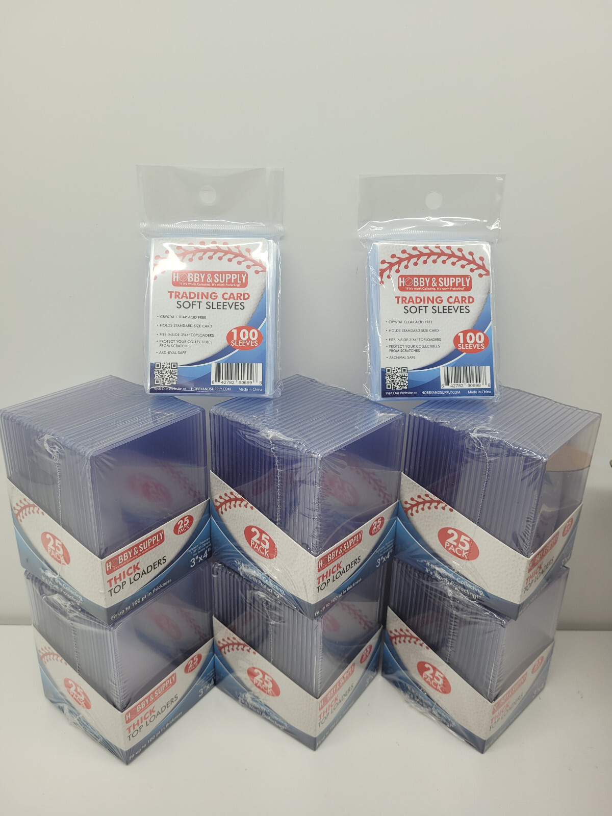 150 Thick Top Loader 100 point 2.5mm Card Holder 3×4 Inch 200 Soft Sleeves BONUS