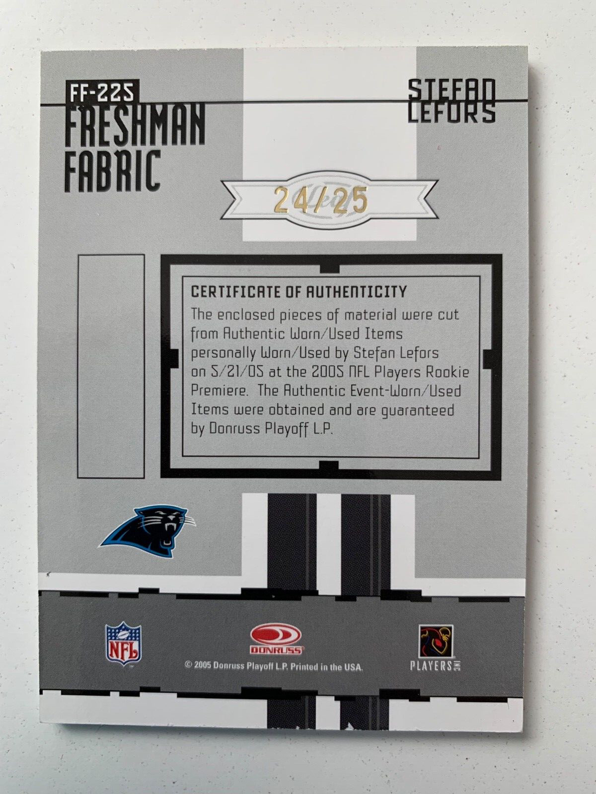 2005 Leaf Certified rc rainbow STEFAN LeFORS /5 /25 /50!! Carolina Panthers