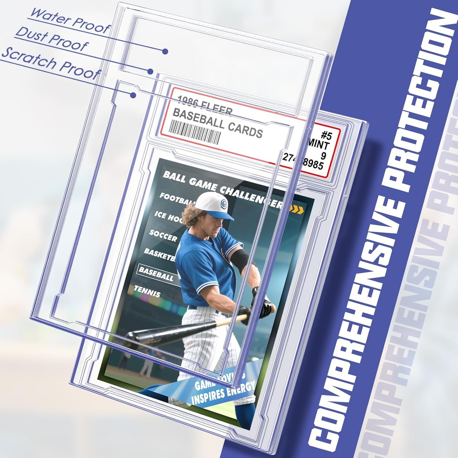 Acrylic Baseball Card Display Case, 50 Pcs