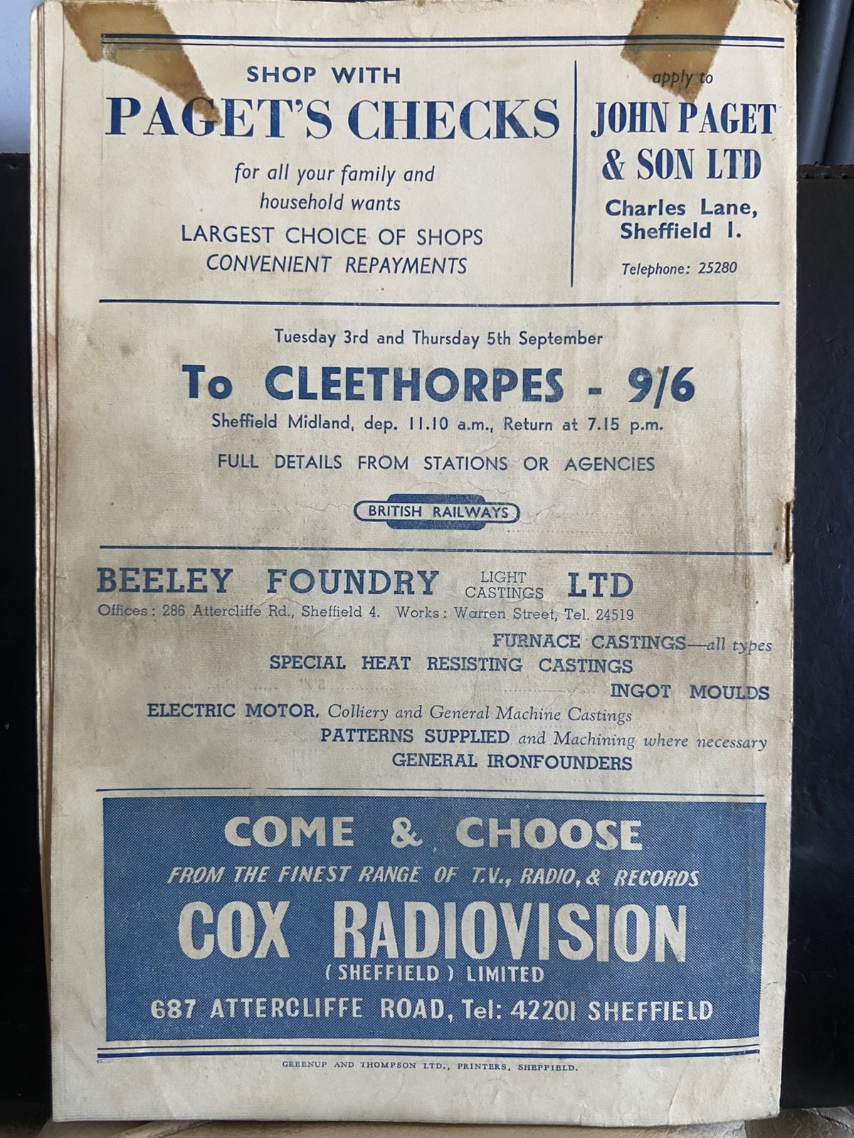 SHEFFIELD WEDNESDAY v NOTTINGHAM FOREST, 31/08/1957, DIVISION 1,