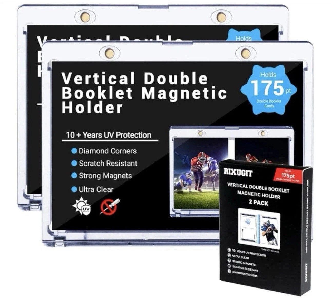 Vertical Booklet ONE-TOUCH 175pt Magnetic Card Holder 84128-UV 2 PACK!