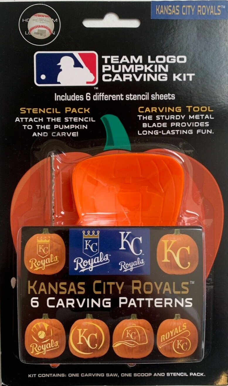NIP MLB Baseball Kansas City Royals Team Logo Pumpkin Carving Kit 6 Patterns