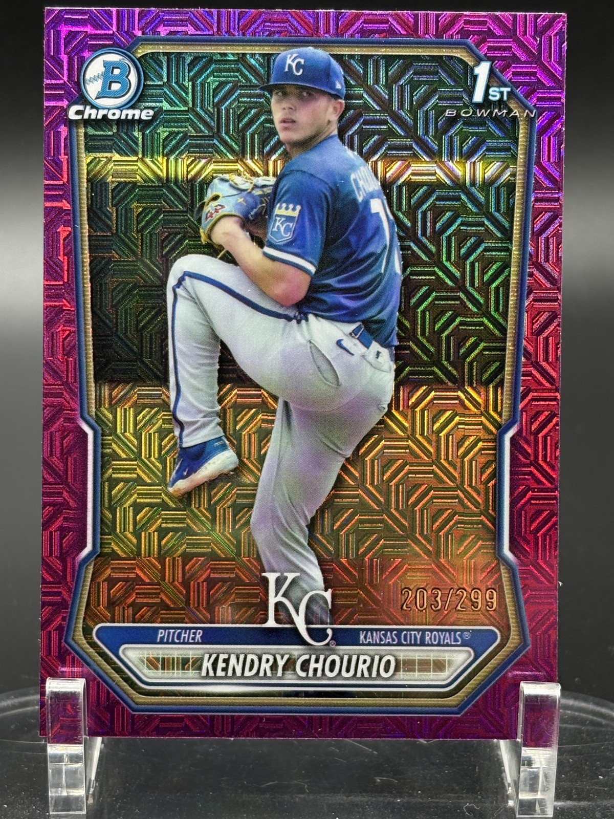 2026 Bowman #BCP-7 Kendry Chourio Chrome Prospects Mojo Fuchsia Refractor #/299