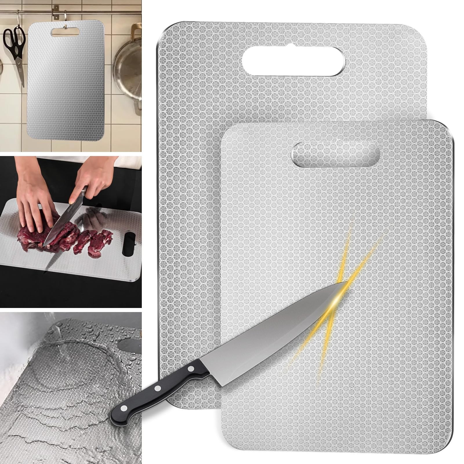 Titanium Cutting Board, 2 Pack 13.38X9.05In, 11.41X7.87In