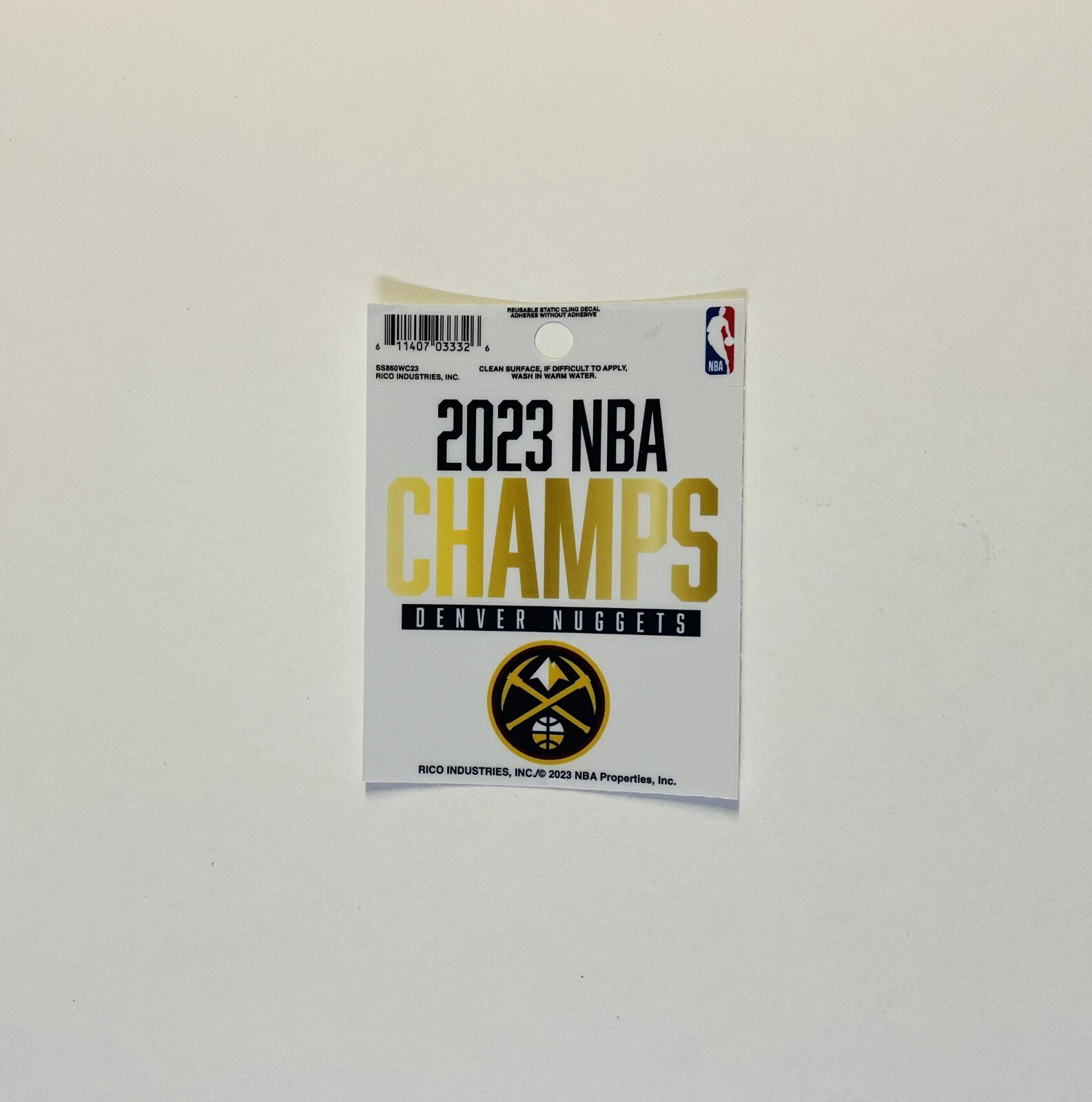 Denver Nuggets 2023 NBA Champions Static Cling Decal Free Ship 3×4 Inches