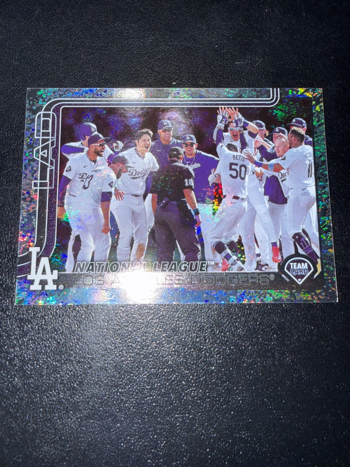 Los Angeles Dodgers 2025 Topps Series 1 Team Game Sparkle Silver Foil #302 Card