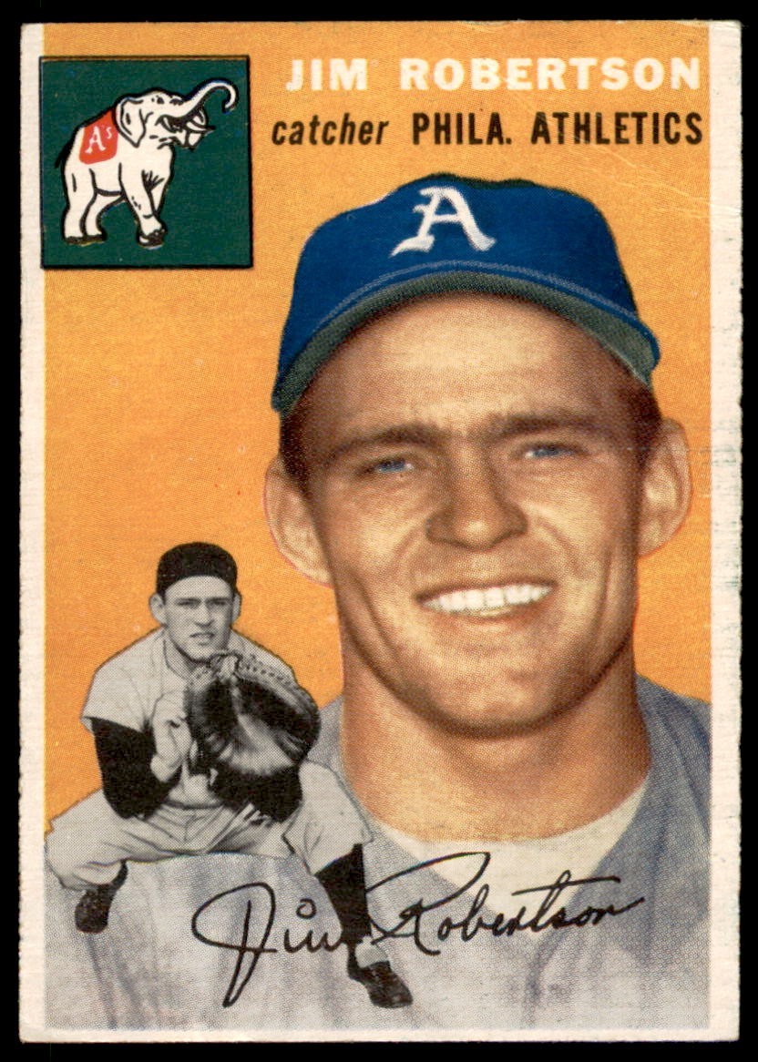 1954 Topps #149 JIM ROBERTSON RC Philadelphia Athletics VGEX (Lt Wrinkle TR)
