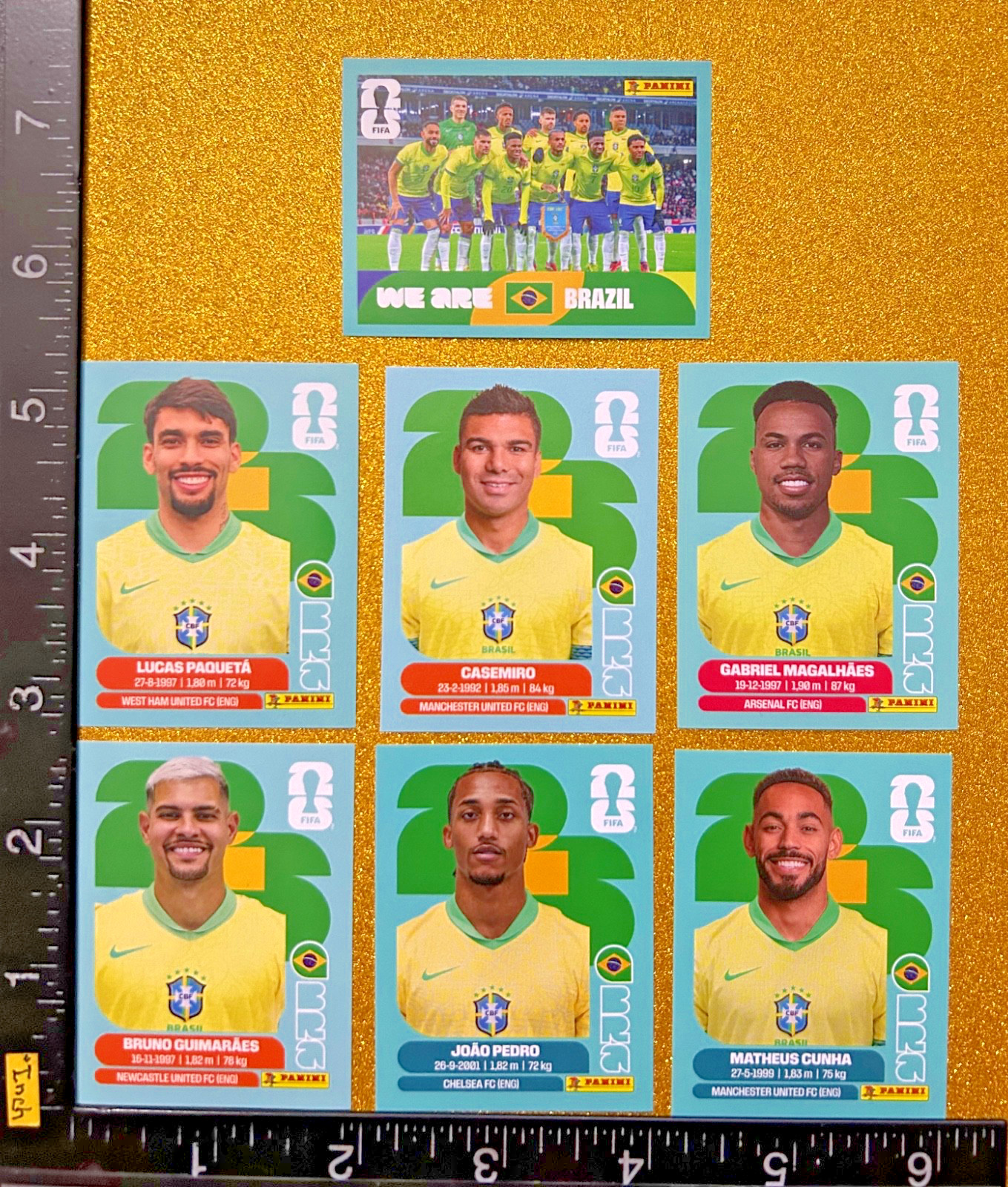 PANINI STICKERS WORLD CUP 2026 USA-MEX-CAN, SET OF 7 BLUE, BRAZIL TEAM