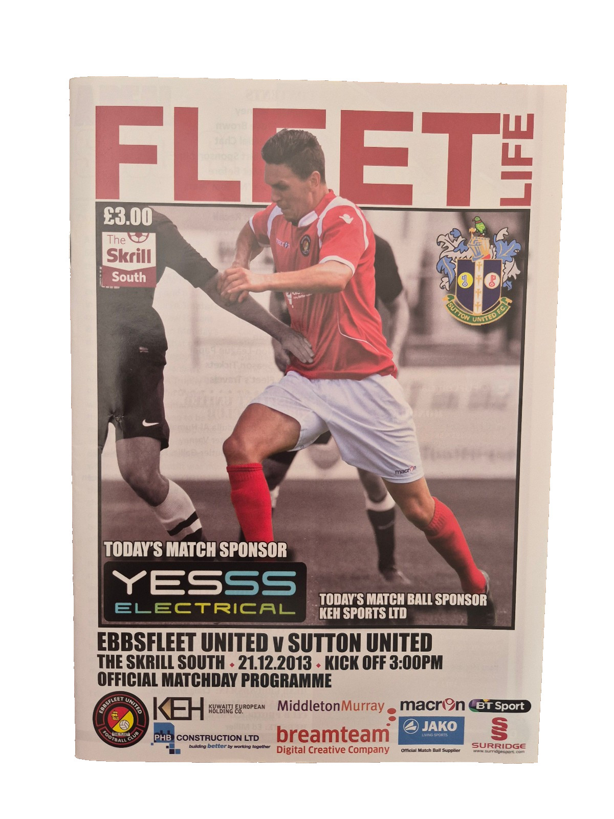 Ebbsfleet United v Sutton United – National League South – 21.12.13